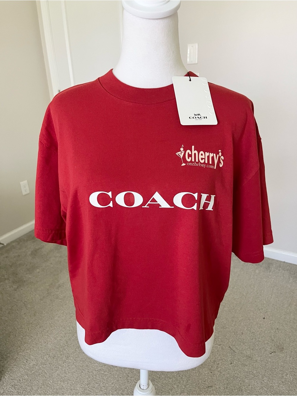 NWT Coach Cherry 🍒 Cropped TShirt Size Small